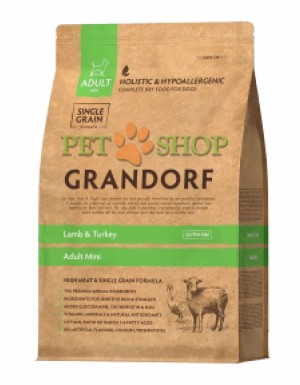 <p><strong>Сухой корм <em>Grandorf Lamb & Rice Adult Mini</em> имеющий низкозерновой состав превосходно подходит собакам от года и старше. Содержит мясо индейки и ягненка и имеет специфический размер и строение гранул.</strong></p>