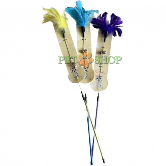 <p><strong>Игрушка для кошек, удочка с перьями, 25cm/58cm, 1 шт</strong></p>