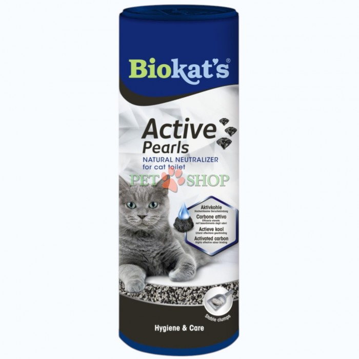 <p><strong>Biokat&rsquo;s Active Pearls</strong> естественным образом улучшают поглощение запахов в кошачьем наполнителе. Это достигается благодаря высокоэффективному активированному углю, который они содержат.</p>