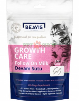 <p><strong>Beavis Growth Care Follow on Milk for Cats</strong> -&nbsp;добавка для котят, преждевременно отнятых от матери. Подходит для котят в возрасте от 1 до 84 дней. Также может использоваться в качестве пищевой добавки для беременных, кормящих, пожилых и ослабленных кошек.</p>