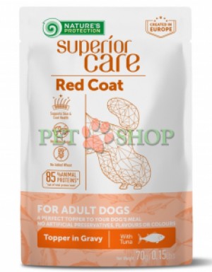 <p><strong>Natures Protection Superior Care Red Dogs Adult Tuna</strong> - дополнительный влажный корм с тунцом в аппетитном соусе для поддержания здоровья и красоты шерсти у взрослых собак с рыжим и коричневым окрасом.&nbsp;</p>