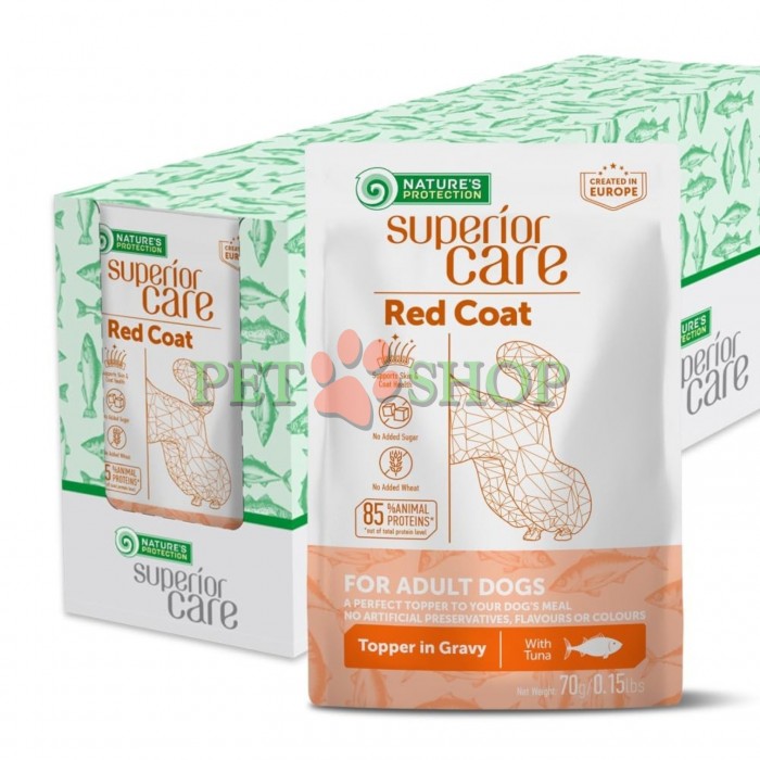 <p><strong>Natures Protection Superior Care Red Dogs Adult Tuna</strong> - дополнительный влажный корм с тунцом в аппетитном соусе для поддержания здоровья и красоты шерсти у взрослых собак с рыжим и коричневым окрасом.&nbsp;</p>