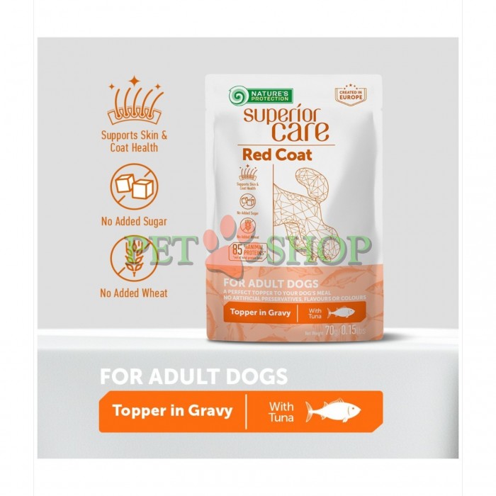 <p><strong>Natures Protection Superior Care Red Dogs Adult Tuna</strong> - дополнительный влажный корм с тунцом в аппетитном соусе для поддержания здоровья и красоты шерсти у взрослых собак с рыжим и коричневым окрасом.&nbsp;</p>