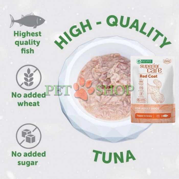 <p><strong>Natures Protection Superior Care Red Dogs Adult Tuna</strong> - дополнительный влажный корм с тунцом в аппетитном соусе для поддержания здоровья и красоты шерсти у взрослых собак с рыжим и коричневым окрасом.&nbsp;</p>