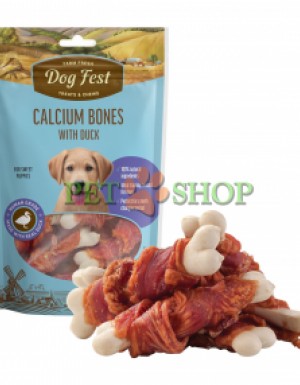 <p><strong>Dog Fest кальциевая косточка с уткой для щенков, 90 гр</strong></p>