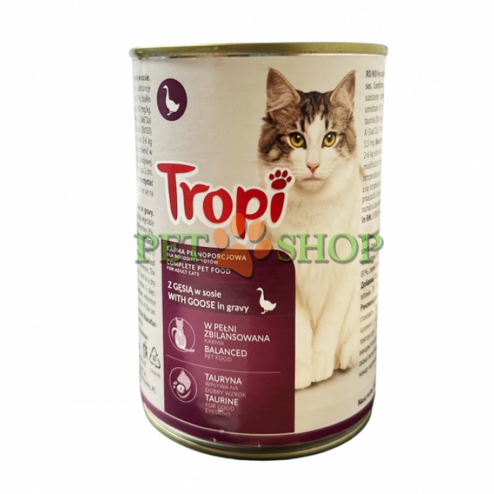 <p><strong>Tropi bucăți de gâscă pentru pisici 415 Gr</strong></p>