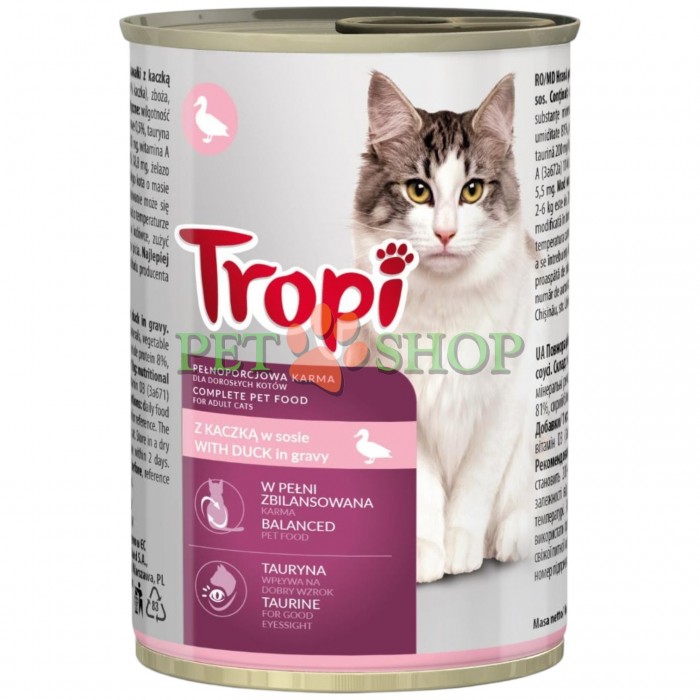 <p><strong>Tropi&nbsp;bucăți de rață&nbsp;pentru pisici&nbsp;415 Gr</strong></p>