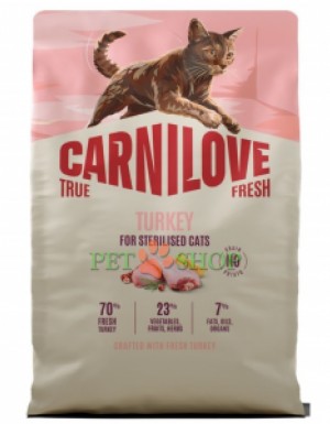 <p><strong>Carnilove True Fresh Sterilised Cat&nbsp;Turkey -&nbsp;</strong>полнорационный корм <strong>TRUE FRESH</strong> со свежей индейкой для стерилизованных взрослых кошек всех пород.&nbsp;<strong>Свежее мясо и субпродукты&nbsp;-&nbsp;Без куриного мяса и жира&nbsp;-&nbsp;Беззерновой.</strong></p>