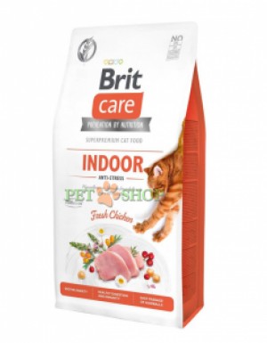 <p><strong>Сухой супер-премиальный беззерновой гипоаллергенный корм для котов живущих в помещении Brit Care (Брит Кеа) Cat GF Indoor Anti-stress (антистресс) 7 кг с мясом курицы</strong></p>