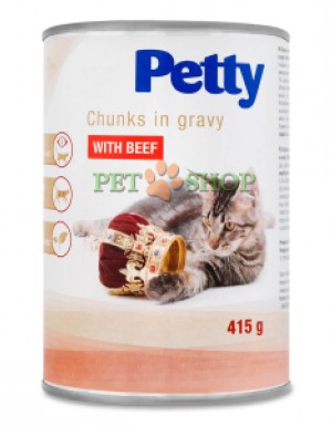 <p><strong>Корм для котов Petty кусочки с говядиной</strong></p>