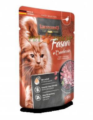 <p><strong>Leonardo Fasan + Cranberry conserve pentru pisici cu fasan si afine 85 gr</strong></p>
