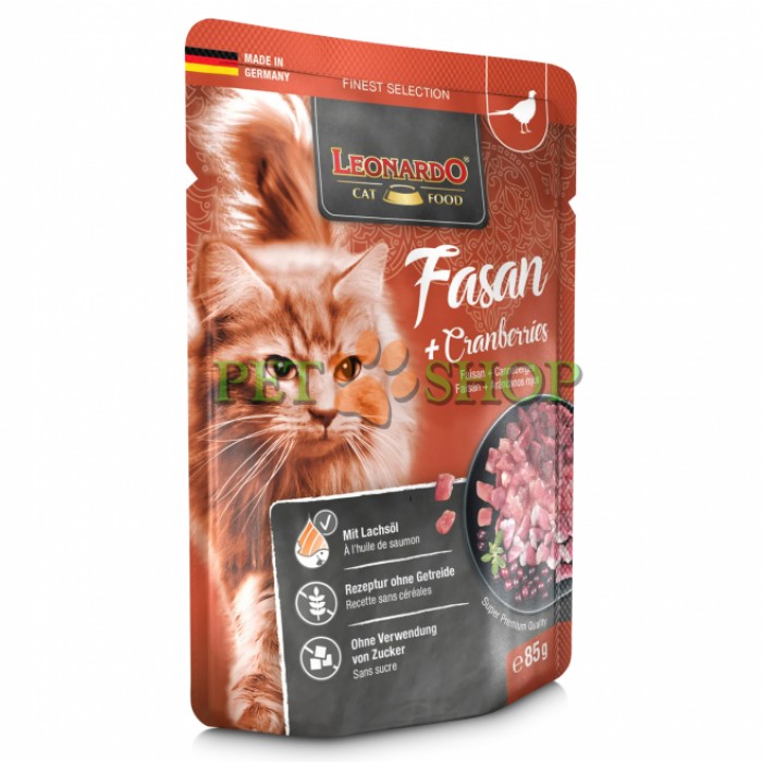 <p><strong>Leonardo Fasan + Cranberry пресервы для кошек фазан с клюквой, 85 гр.</strong></p>

<ul>
</ul>