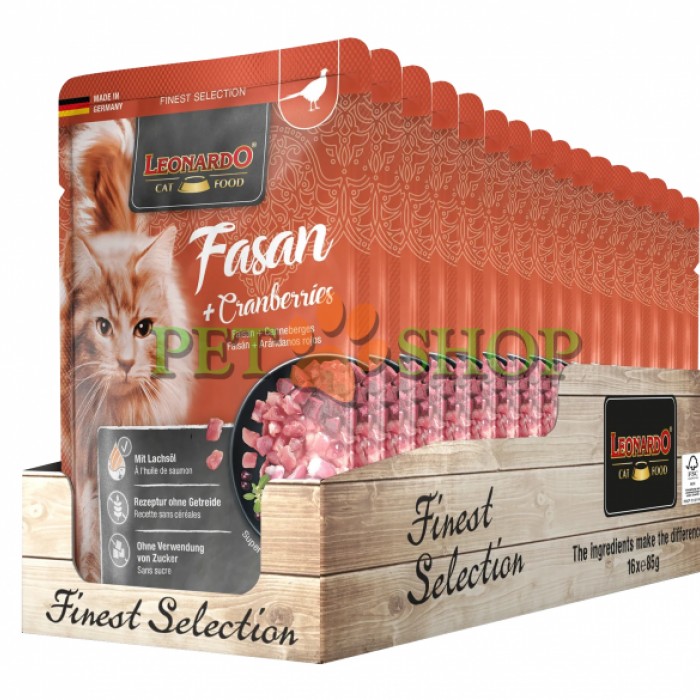 <p><strong>Leonardo Fasan + Cranberry пресервы для кошек фазан с клюквой, 85 гр.</strong></p>

<ul>
</ul>