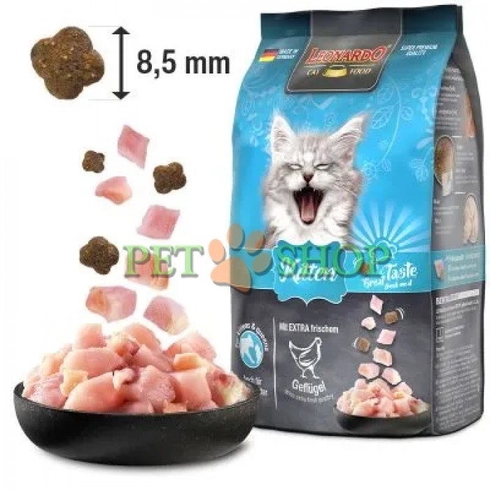 <p><strong>Сухой корм Leonardo Kitten для котят в возрасте до одного года, а также для беременных и кормящих кошек.</strong></p>