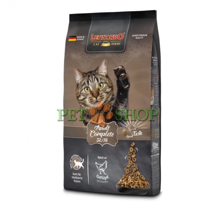 <p><strong>Сухой корм Leonardo Adult Сomplete 32/16 для взрослых кошек с пониженной активностью с птицей, 1.8 кг </strong></p>