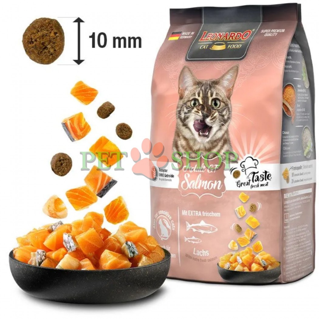 <p><strong>Leonardo Grain Free Salmon -&nbsp;</strong>с добавлением свежего лосося. Идеально при пищевой непереносимости и подходит для чувствительных кошек. Рецепт с амарантом вместо злаков.</p>