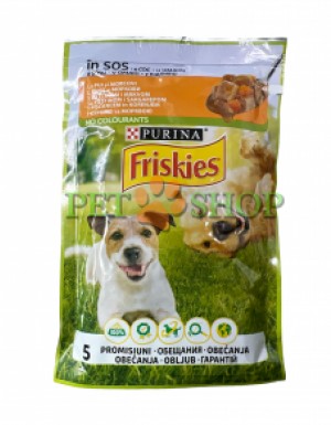 <p><strong>Hrană umedă pentru câini Friskies Adult cu pui și morcov, 100 g</strong></p>