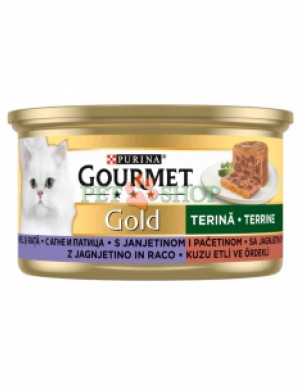 <p><strong>Gourmet Gold&nbsp;85 gr pateu cu miel și rață pentru pisici</strong></p>