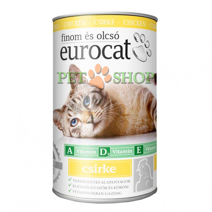 <p><strong>Eurocat Chicken Консервы для кошек с курицей, кусочки в подливе 415 грамм</strong></p>