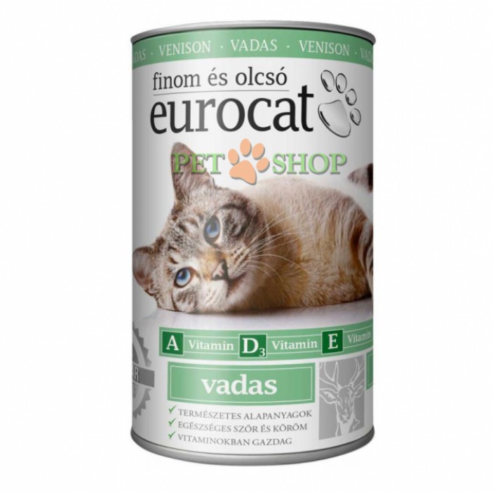 <p><strong>Eurocat Vadas Консервы для кошек с олениной, кусочки в подливе 415 грамм</strong></p>