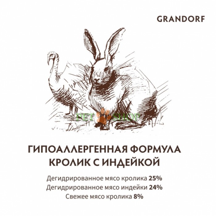 <p>GRANDORF Cat Rabbit&Turkey Adult Sterilised&nbsp;8 kg - pentru pisici sterilizate&nbsp;și motane castrate de la 1 an și pisici mai &icirc;n v&acirc;rstă cu digestie sensibilă sau alergii.</p>