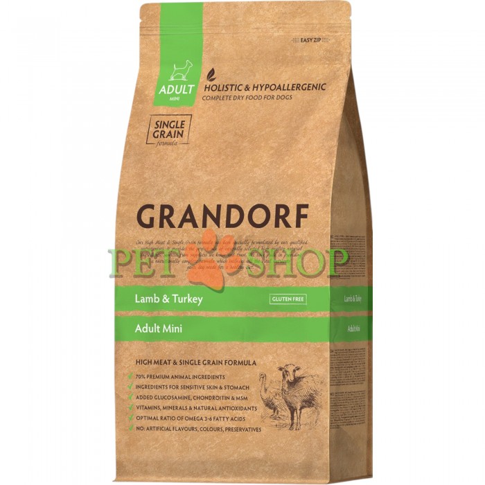 <p><strong><em>Grandorf Lamb&nbsp;Rice Adult Mini</em>&nbsp;- p</strong>entru c&acirc;ini adulți de talie mică, cu activitate normală, digestie sensibilă sau cu tendință la alergii<strong>.</strong></p>