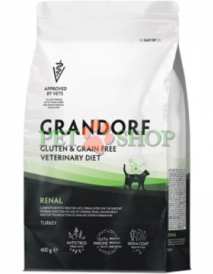 <p><strong>Grandorf Veterinary Diet Cat Renal</strong> - полнорационный диетический сухой корм для кошек, разработанный для поддержки функции почек при хронической болезни почек и для снижения образования оксалатных камней. Формула на основе бескостной индейки.</p>