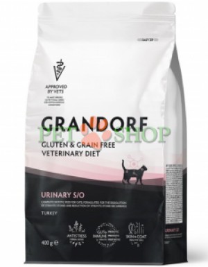 <p><strong>Grandorf Veterinary Diet Cat Urinary S/O - </strong>полнорационный диетический сухой корм для растворения струвитных мочевых камней и снижения риска повторного формирования мочевых камней струвитного и оксалатного типов. Формула на основе бескостной индейки.</p>