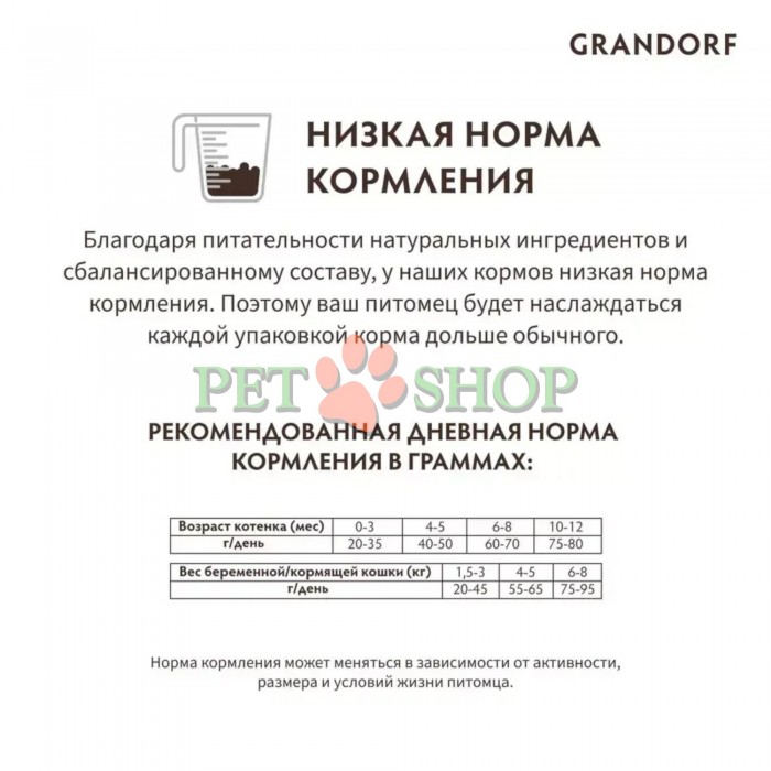<p><strong>Grandorf Cat Kitten Lamb & Turkey &mdash;&nbsp;это&nbsp;гипоаллергенный рацион с ягненком и индейкой&nbsp;для котят старше 3 недель, а также кормящих и беременных кошек.&nbsp;</strong></p>