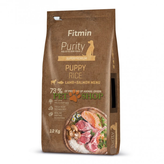 <p><strong>Fitmin Purity Rice Puppy Lamb&Salmon - полноценный корм для щенков всех пород. Свежая ягнятина с лососем и грибочками шиитаке на яблочных дольках и рис с зеленью и листовой петрушкой.</strong></p>
