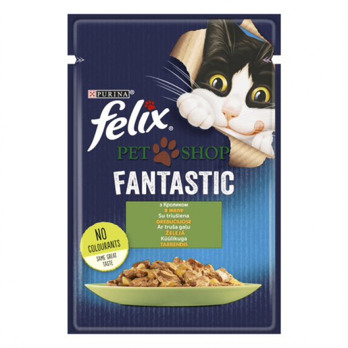 <p><strong>Консервы для кошек Purina Felix Аппетитные кусочки, кролик, пауч, 85 гр</strong></p>