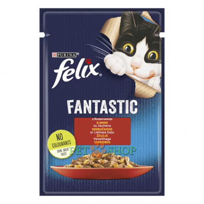 <p><strong>Консервы для кошек Purina Felix Аппетитные кусочки, говядина, пауч, 85 гр</strong></p>