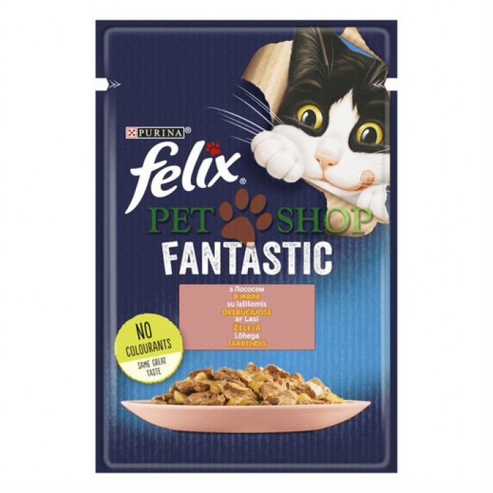 <p><strong>Консервы для кошек Purina Felix Аппетитные кусочки, лосось, пауч, 85 гр</strong></p>