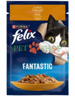 <p><strong>Консервы для кошек Purina Felix Аппетитные кусочки, курица, пауч, 85 гр</strong></p>