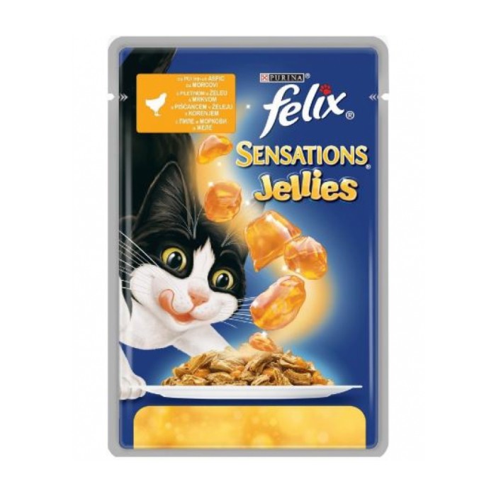 <p><strong>Консервы для кошек Purina Felix Sensations, курица и морковь, пауч, 100 гр</strong></p>