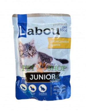 <p><strong>Labou Полнорационный консервированный корм для котят с курицей в соусе, 85 гр</strong></p>