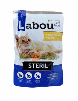 <p><strong>Labou Полнорационный консервированный корм для взрослых стерилизованных кошек с курицей в соусе, 85 гр</strong></p>