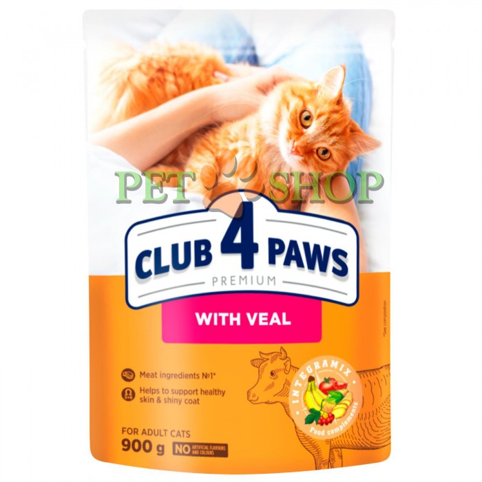 <p><strong>Club 4 Paws Premium Влажный корм с телятиной в соусе для кошек 85 гр</strong></p>