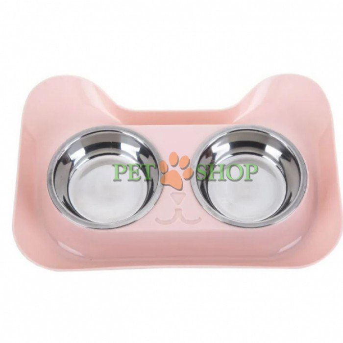 <p><strong>Металлические миски на подносе для кошек. Цвета в ассортименте.</strong></p>