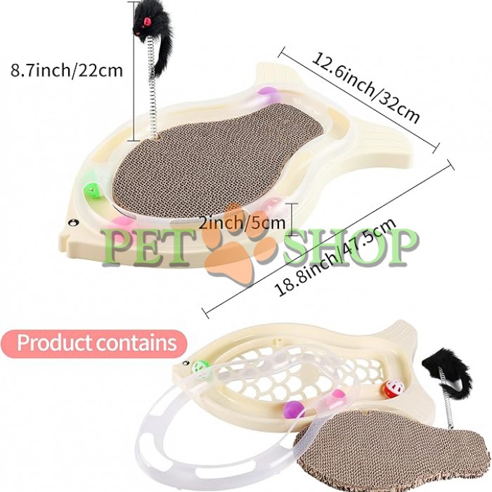 <p><strong>Когтеточка в форме рыбы с пружинной мышкой и катящимися шариками — это веселый и интерактивный способ развлечь кошку, одновременно защищая мебель от когтей.</strong></p>