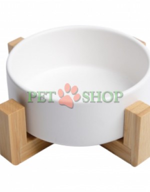 <p>Bol ceramic antiderapant cu suport din bambus &mdash; un accesoriu elegant și practic pentru hrănirea confortabilă a pisicilor și c&acirc;inilor de talie mică.</p>
